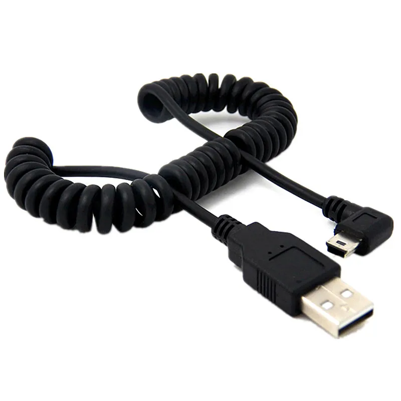 

USB 2.0 Type A Male to Mini USB Right Angle Cable Spring Cord for MP3 HDD