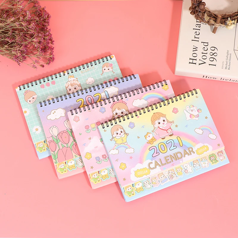 

Cute Creative 2021 Mini Desktop Desk Calendar Personality Decoration Work Note Calendar