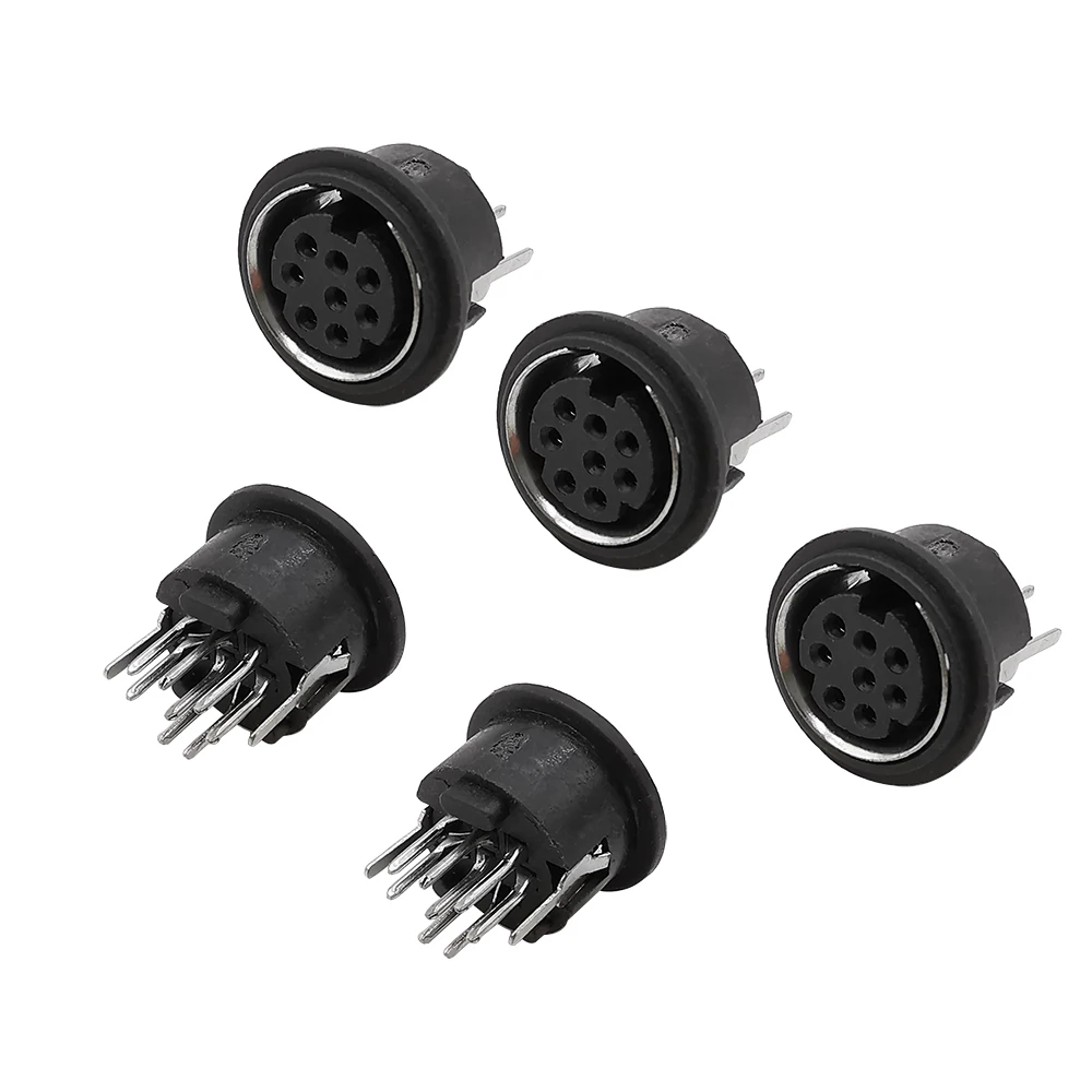 5Pcs 8 Pin Mini DIN Female Socket Connector 8Pin PS2 Jack Circular Terminal Chassis Black - купить по выгодной цене |