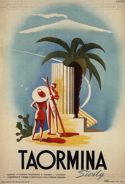 

Taormina Sicily 1952 - Italy Italian Travel Large Metal Tin Sign Poster Vintage (20*30cm)