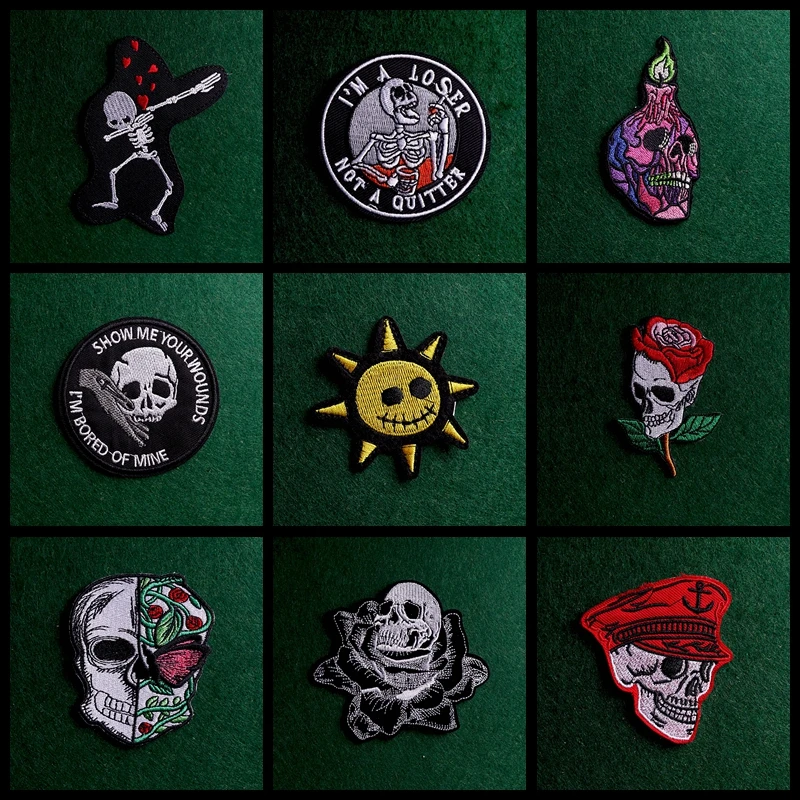 

2 PCS Skull Ghost Hippie Patches on Cloth Punk Skeleton Clothing Thermoadhesive Patch DIY Iron on Embroidered Applique on Jacket