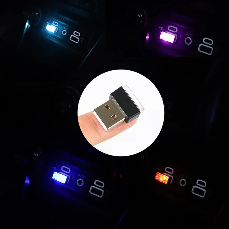 

Миниатюрный светодиодный автомобильный светильник, USB-ламсветильник для создания атмосферы, яркий автомобильный окружающий свет, декорати...