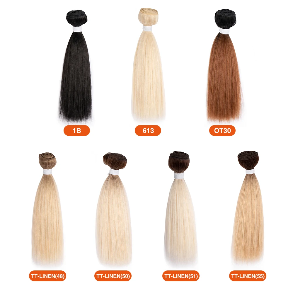 

Bone Straight Hair Bundles Extensions Ombre Hair Bundles 28-36Inch Super Long Hair Synthetic Straight Hair Full to End