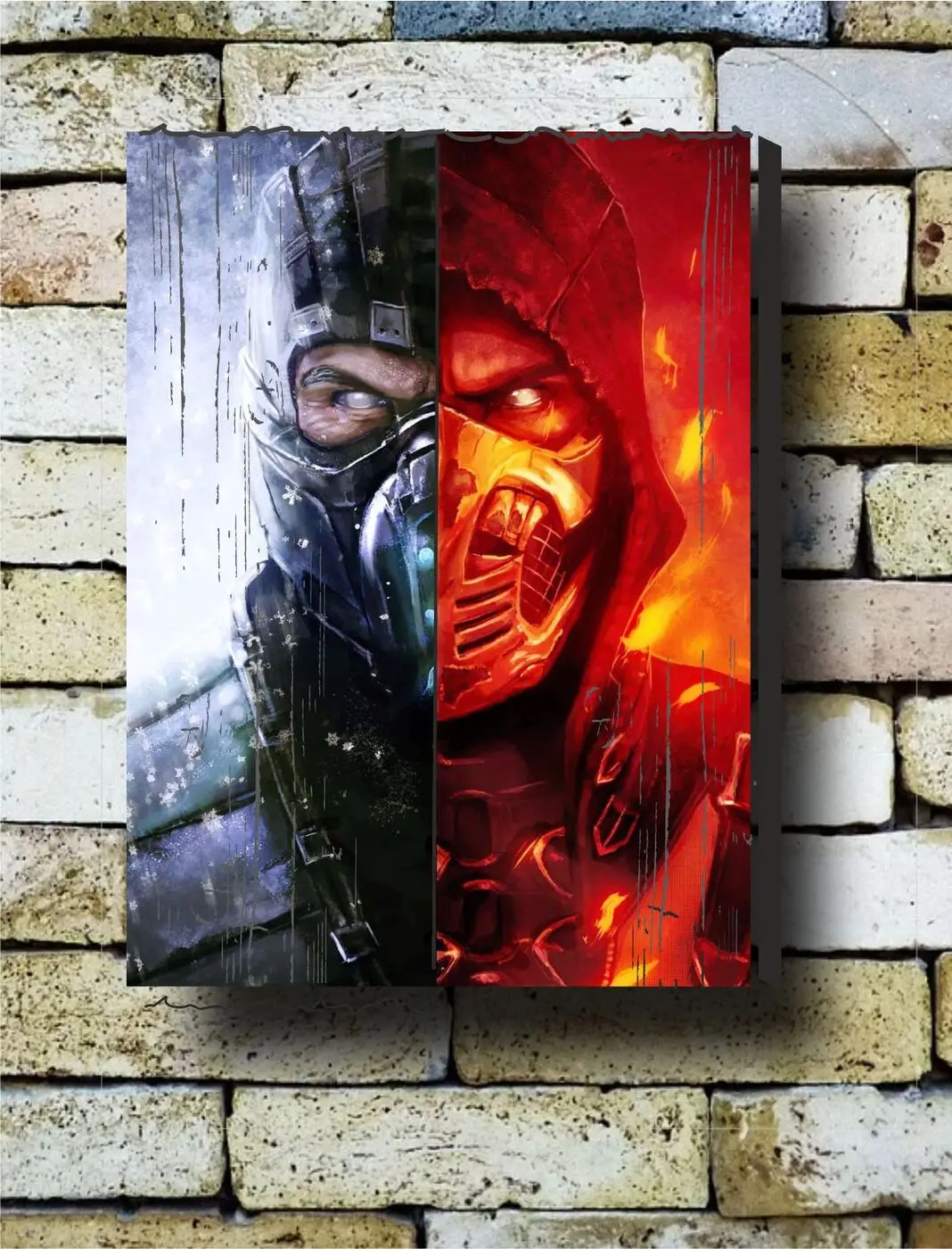 Картина на досках &quotМортал комбат. Скорпион и Саб Зиро &quot подарок интерьер 30х40