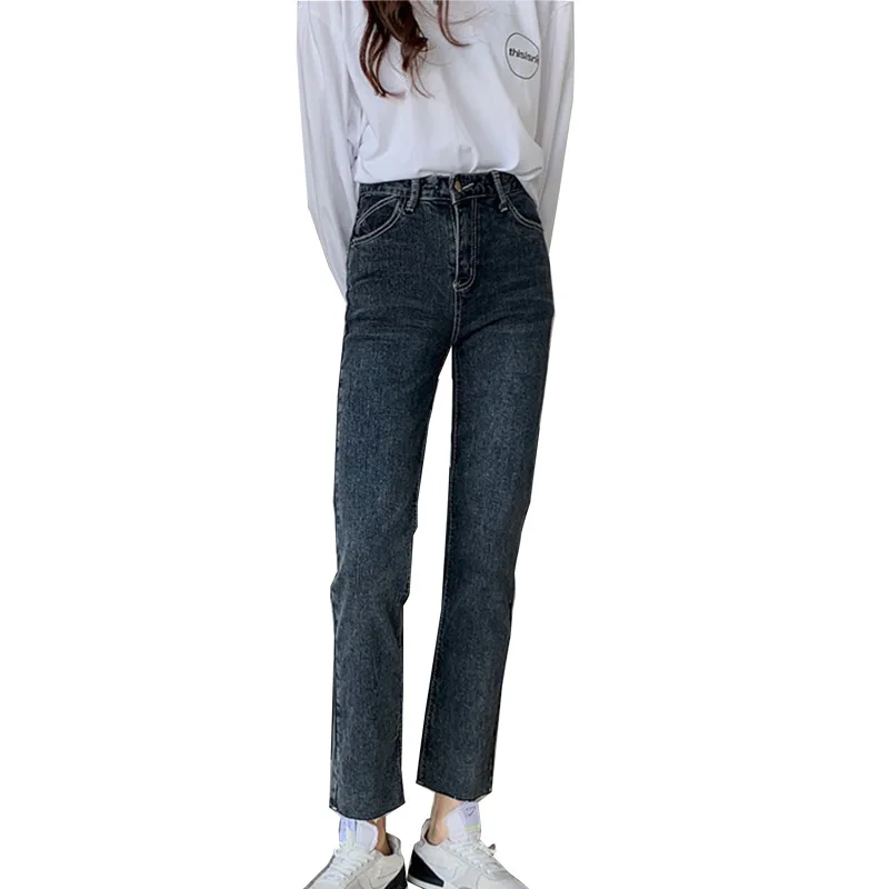 

2021 Women's New High Waist Slim Pipe Pants Large Women's Elastic Jeans