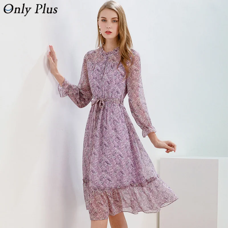 Женское длинное шифоновое платье Only Plus весеннее Прозрачное феи с принтом и