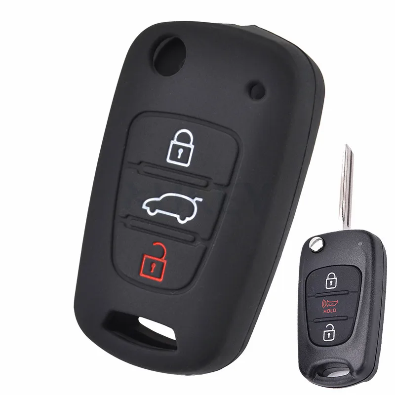 Силиконовый чехол для ключа Hyundai Solaris 2 i20 i30 i35 Azera Elantra Santa Fe Kia Rio Soul Sportage Carens Sorento Ceed