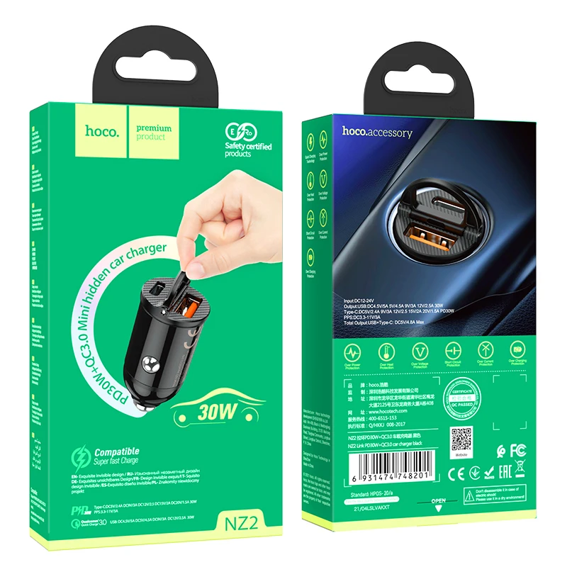hoco usb car charger pd 30w fast charging qc4 0 3 0 supercharge fcp for iphone 12 pro max pd type c charger pd 4 8a car charger free global shipping