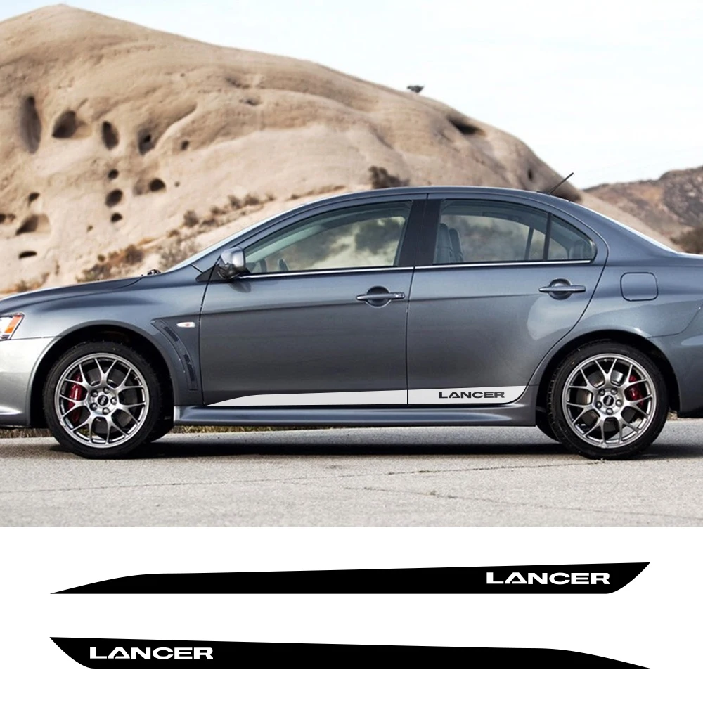 2 шт. автомобильные боковые полосы наклейки для Mitsubishi Lancer DIY Автомобильная Виниловая Пленка Наклейки Спорт Стайлинг украшения автомобильные принадлежности для тюнинга