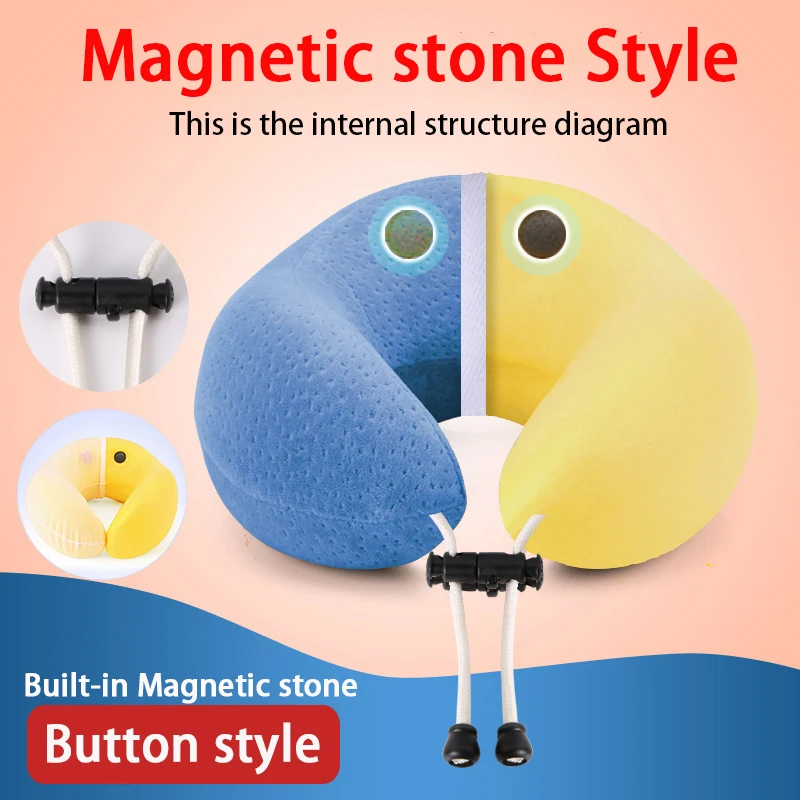 Magnetic stone style U-образная подушка для путешествий с эффектом памяти, ортопедические массажный эффект для шеи, подушка для офисного самолета, Подушка для сна, подушка для здоровья шейки - Цвет: Magnetic stone style