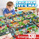 Детский игровой коврик 130x100 см, городская дорога, здания, парковочная карта, карта игровой сцены, сделай сам, Монтессори, детские развивающие игрушки, игрушки