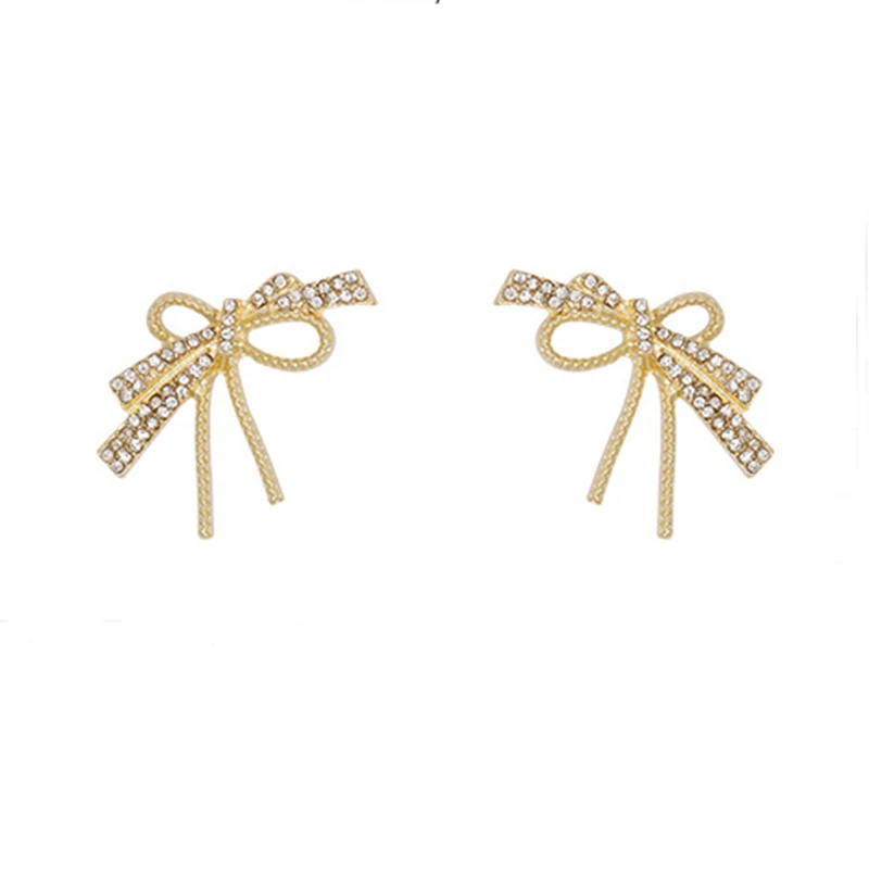 

2021 new classic zircon bowknot female Earrings Korean exquisite jewelry luxury party sexy girl decorative fashionable Earrings