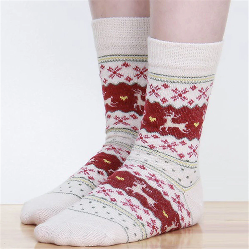 

New Women Warm Winter Xmas Snowflake Deer Elk Socks Home Bedroom Christmas Gift Sokken Dropship