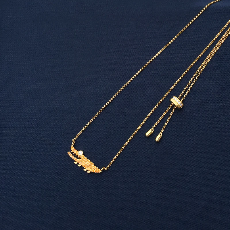 

s925 sterling silver new orange crocodile suit female fashion crocodile necklace bracelet classic banquet style