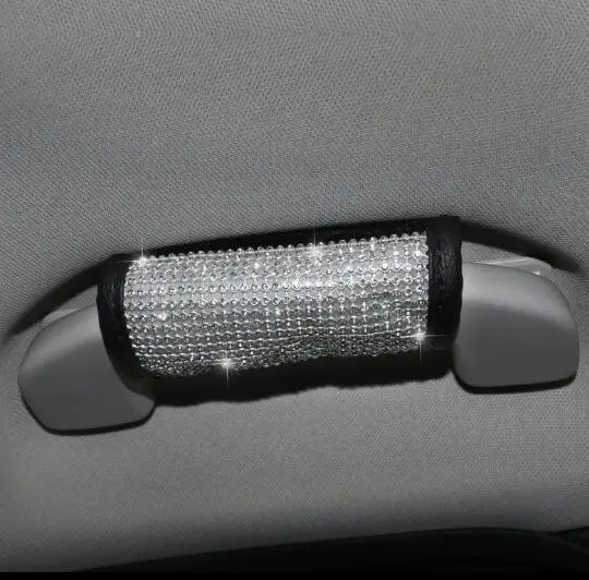 

Bling Bling Diamond Rhinestones Crystal Car Steering Handle Cover PU Leather Auto Accessories Case Car Styling