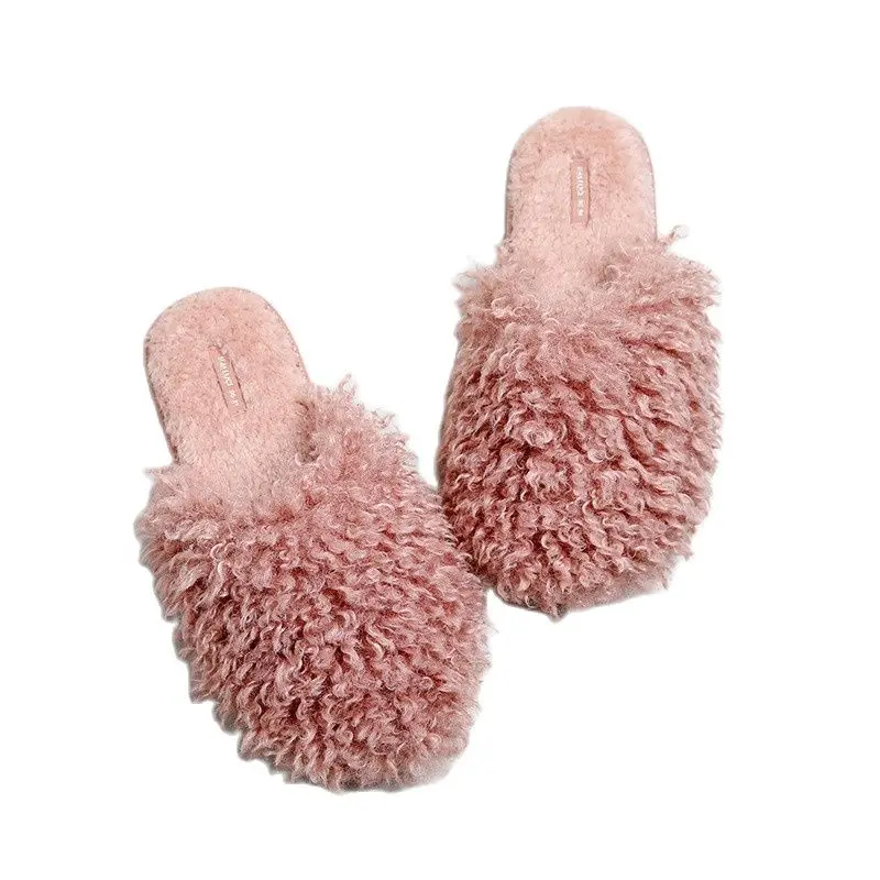 

Suihyung Autumn Winter Fur Slippers Women Soft Bottom Non-slip Indoor Shoes Furry Taseel Flat Slides Ladies Warm Home Flip Flops