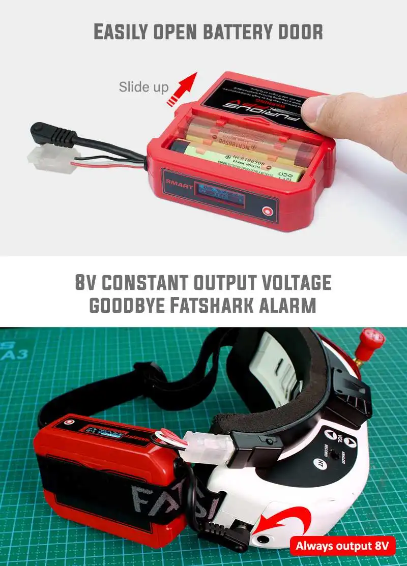 FuriousFPV Smart Po& wer чехол V2 8V постоянный выход с OLED дисплеем для FPV Fatshark очки Мультикоптер Радиоуправляемый Дрон