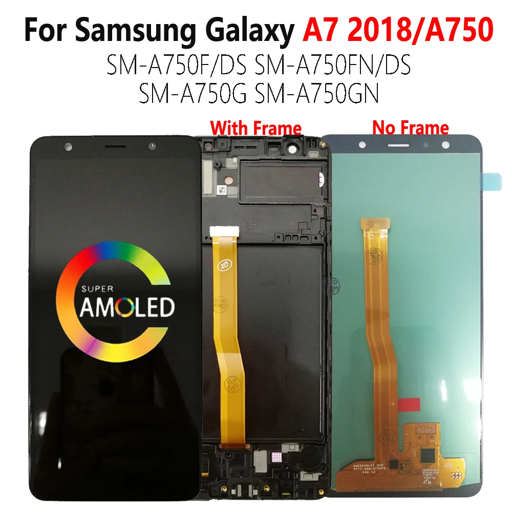 Super AMOLED для SAMSUNG Galaxy A7 2018 A750 LCD дисплей SM-A750FN/DS A750F сенсорный датчик дигитайзер в сборе с рамкой Super AMOLED для SAMSUNG Galaxy A7 2018 A750 LCD дисплей SM-A750FN/DS A750F сенсорный датчик дигитайзер в сборе с рамкой