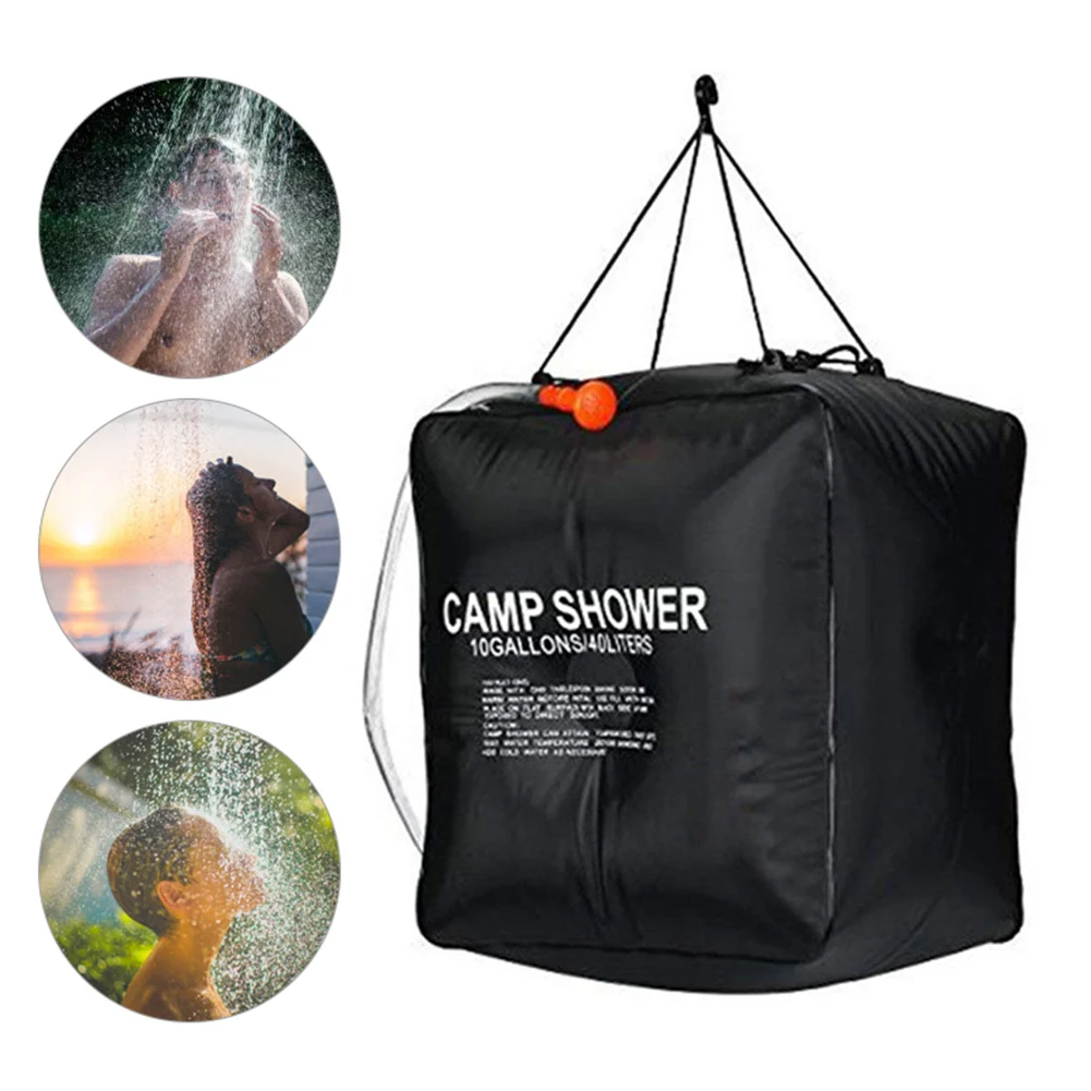 40L Shower Bag Portable Outdoor Solar with Hose and Head for Camping Traveling Cleaning Water | Спорт и развлечения