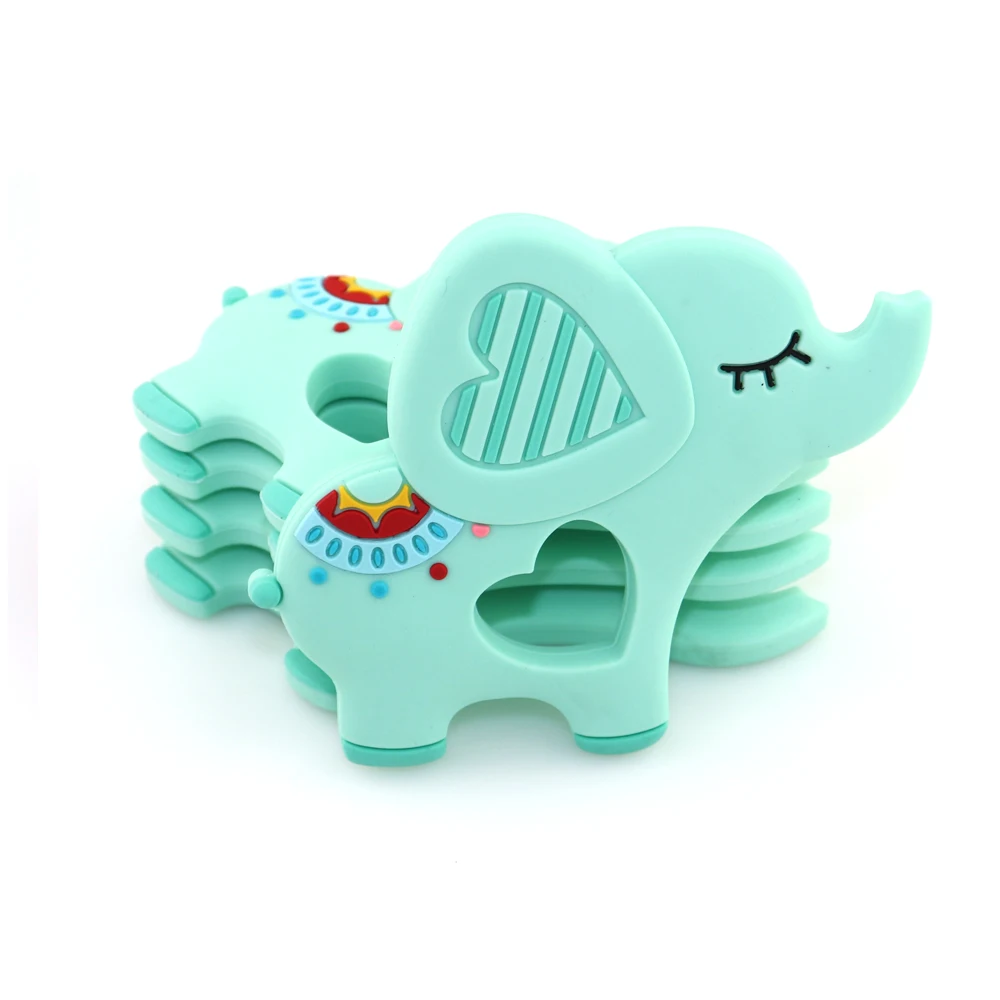 Baby Teether BPA Food Grade Teething Toy Animal Shape Squirrel Elephant Silicone Beads DIY Chain Gift | Мать и ребенок