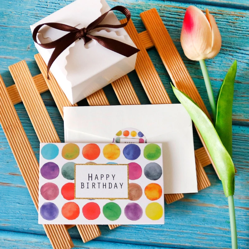 6sets Happy Birthday Cards Cute Balloon Assorted Greeting Card with Envelopes and Stickers Party Folded Gift | Дом и сад