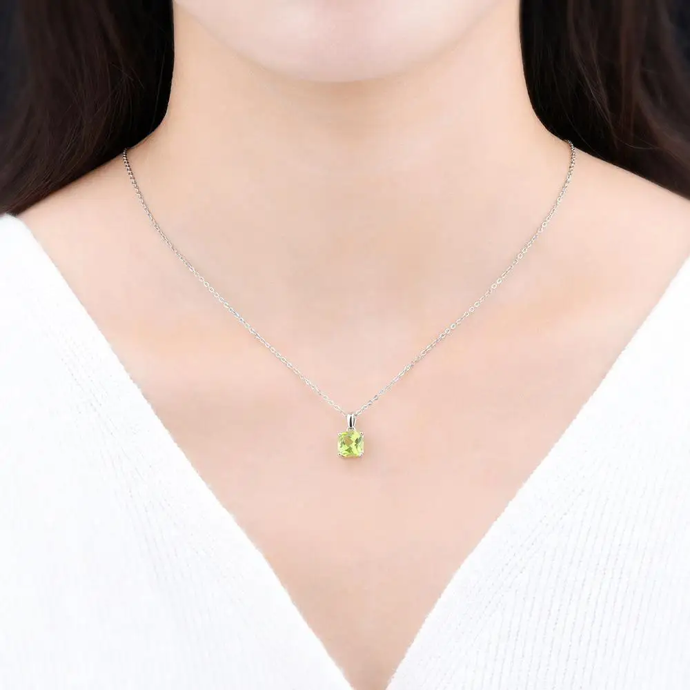 Цепочка из серебра 925 пробы с натуральным зеленым камнем|Подвески| |