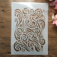 a4 29cm sea wave texture diy layering stencils wall painting scrapbook embossing hollow embellishment printing lace ruler