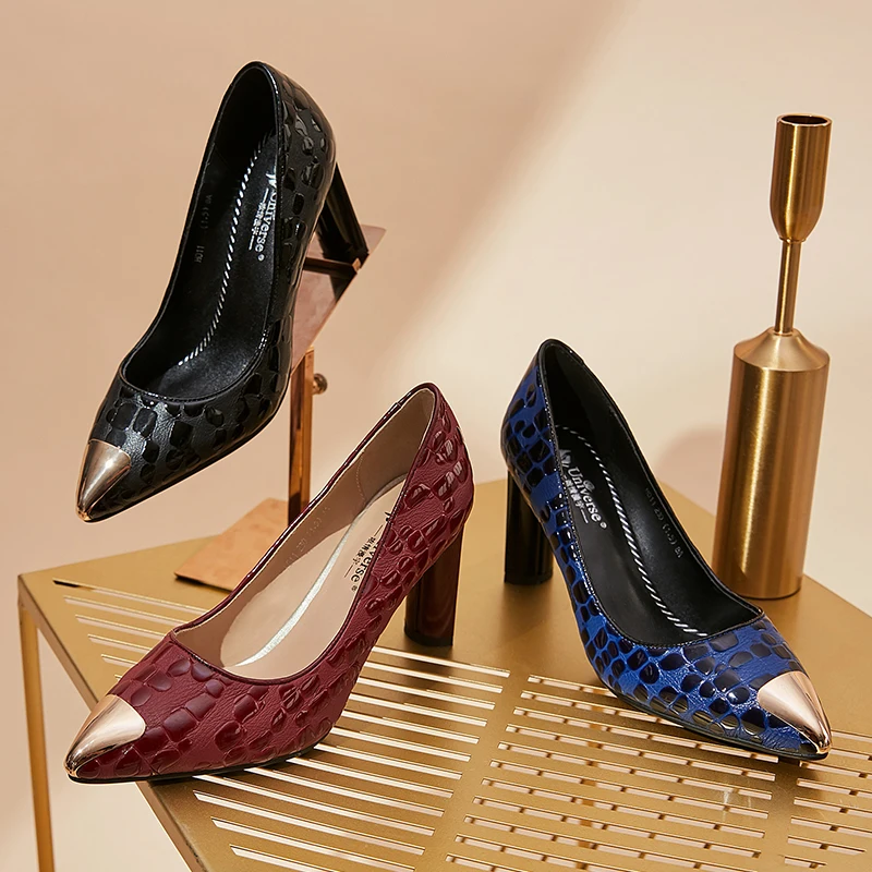 Вселенная H011 Элегантные весенние туфли с ремешками для офиса из натуральной кожи