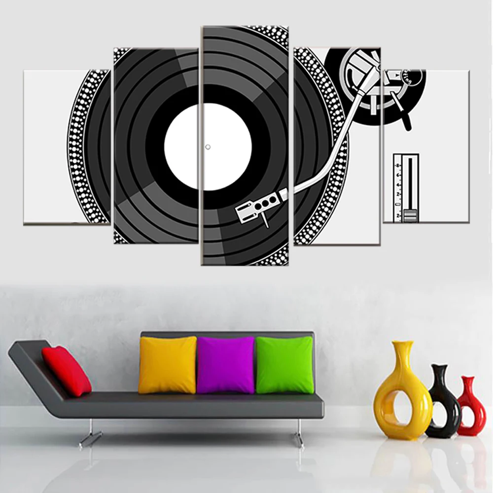 Холст HD печать плакатов 5 шт. DJ проигрыватель Картины классический ностальгия