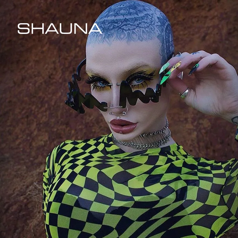 Мужские и женские очки без оправы SHAUNA Необычные Солнцезащитные конфетных цветов