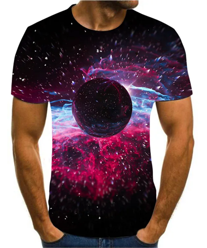 

2021 Fashion Hot 3d T-shirt Men Summer Print Science Fiction Night Aurora Water T-shirt 3d Psychedelic T-shirt Top S-6xl