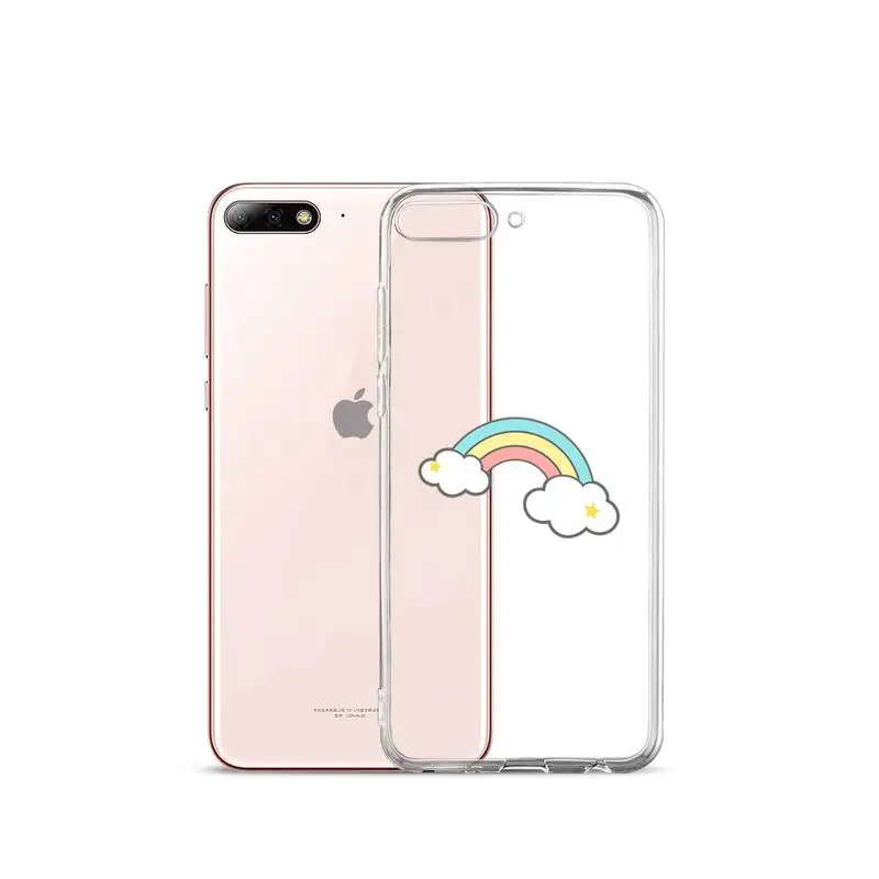 

Cartoon rainbow cloud cute crown Phone Case Transparent for iPhone Samsung A S 11 12 6 7 8 9 30 Pro X XS Max XR Plus lite