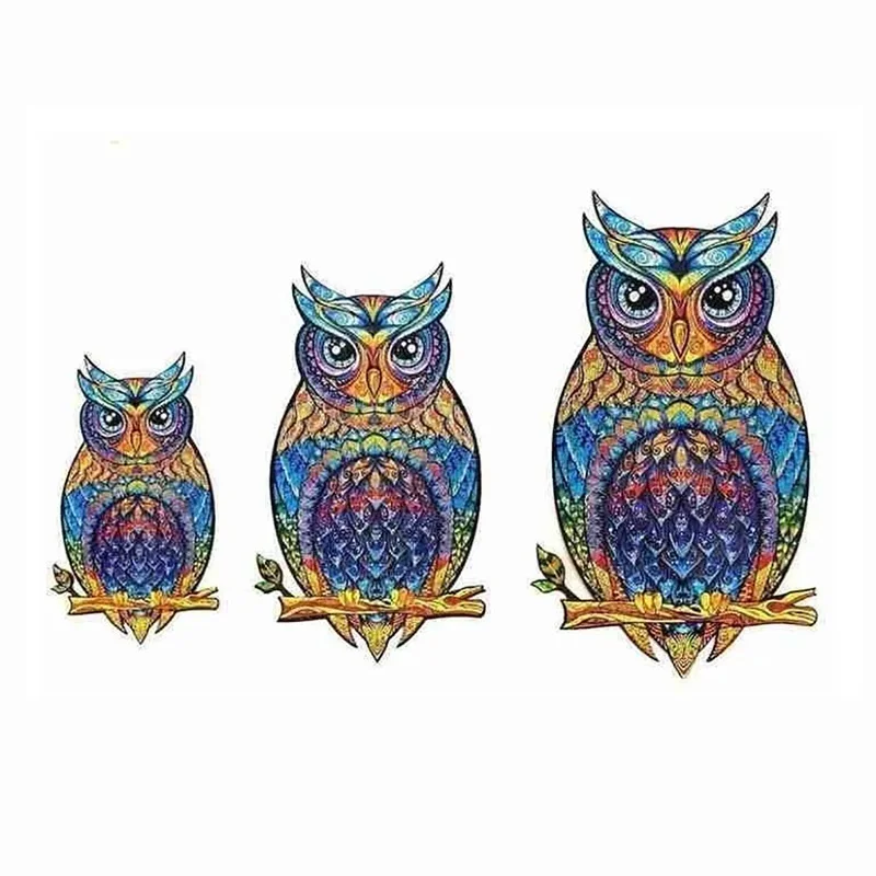 

2021 NEW Simulation Enlightenment education Owl Wooden Puzzle 3D Jigsaw Puzzle Children toys gift for kids