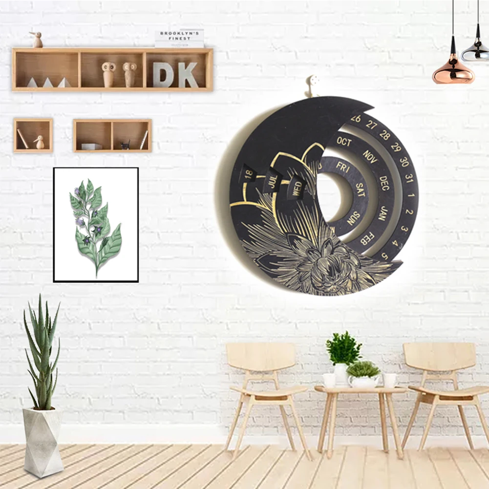 

Wooden Round Calendar Creative Wooden Wall Hanging Calendar Handicraft Decoration Perpetual Calendar Advent Calendars for Gift