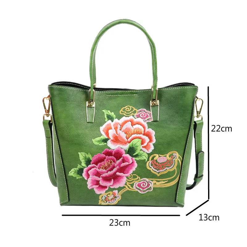 

Bestform Genuine Leather Women Bag 2021 New Handmade Embroidered Luxury Handbag Vintage Floral Large Capacity Shoulder Bags