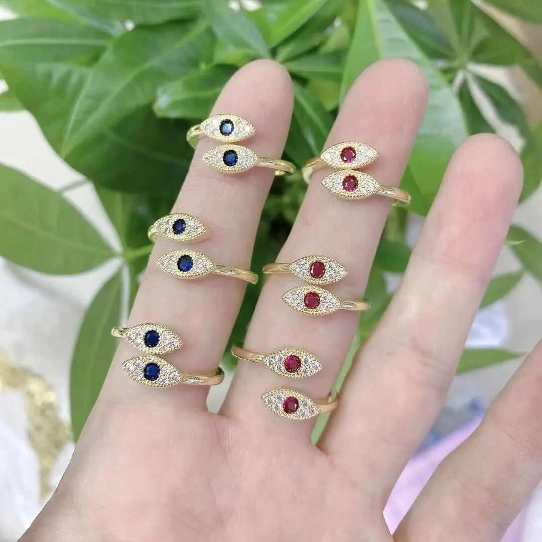 

10Pcs Fashion Crystal Zircon cz micro pave eye rings,colorful enamel heart star shaped ring Wholesale Jewelry Gifts