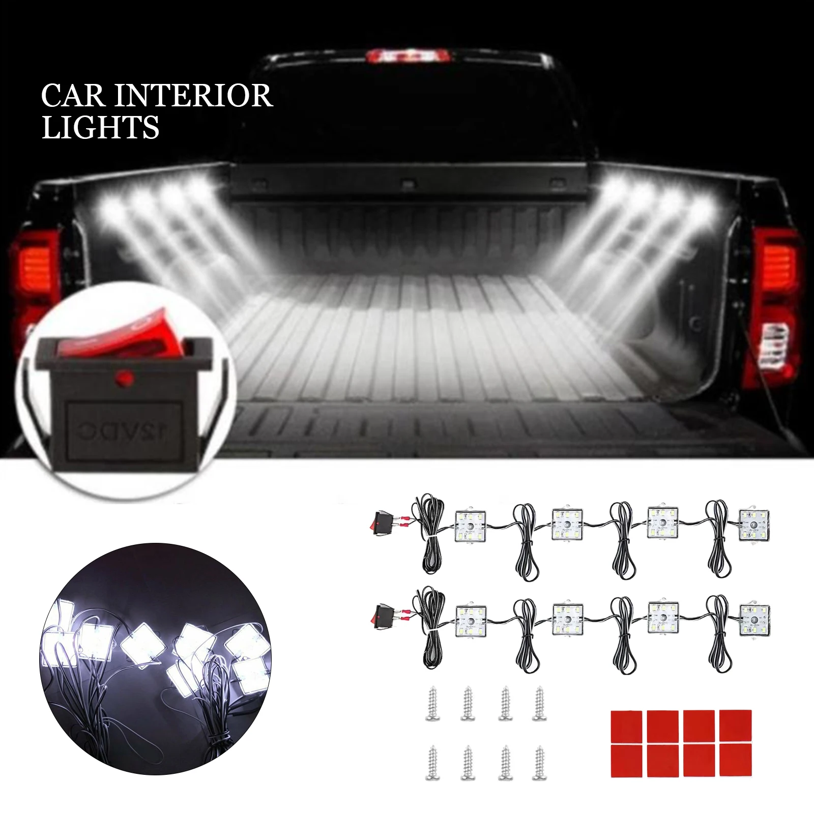 Kit de iluminación para cama de camión, luz LED de 8 piezas, 12V, 8W, 6000K, 5630, 48 SMD, resistente al agua, para caravana, barco, camioneta de carga, Toyota/Tundra
