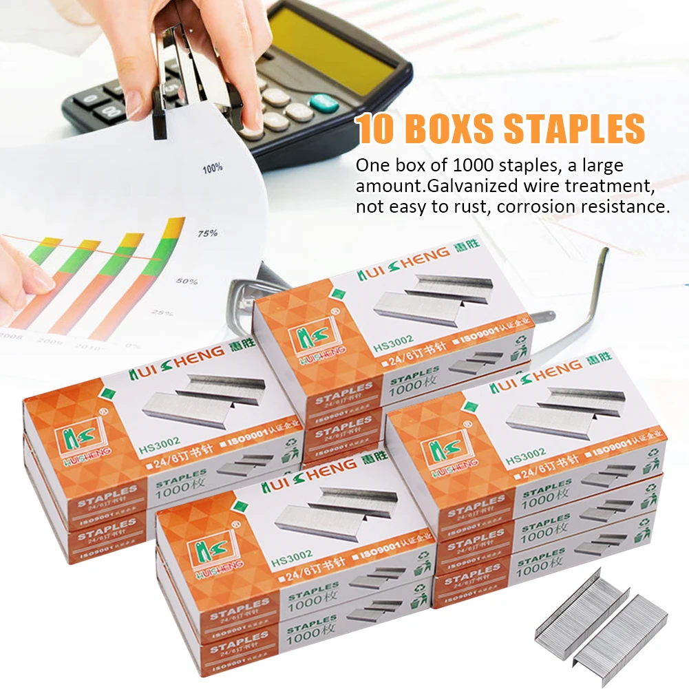 

10box Staple Accessories School Office Universal Door Shaped Binding Supplies Nail Stitching For Stapler 24/6 Stainless Steel
