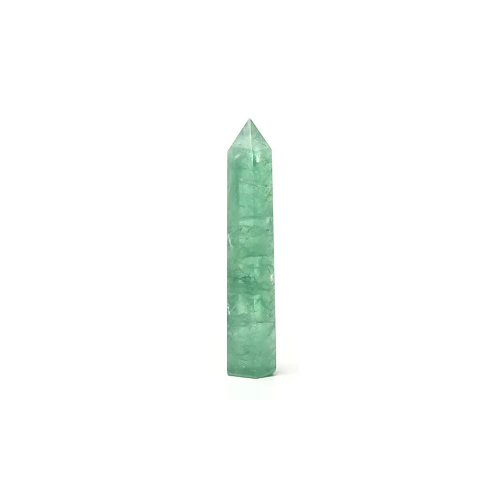 

Fluorite Crystal Tower Point Natural Green Fluorite Quartz Crystal Wand Point Decoration Hexagonal Prism Healing Stone