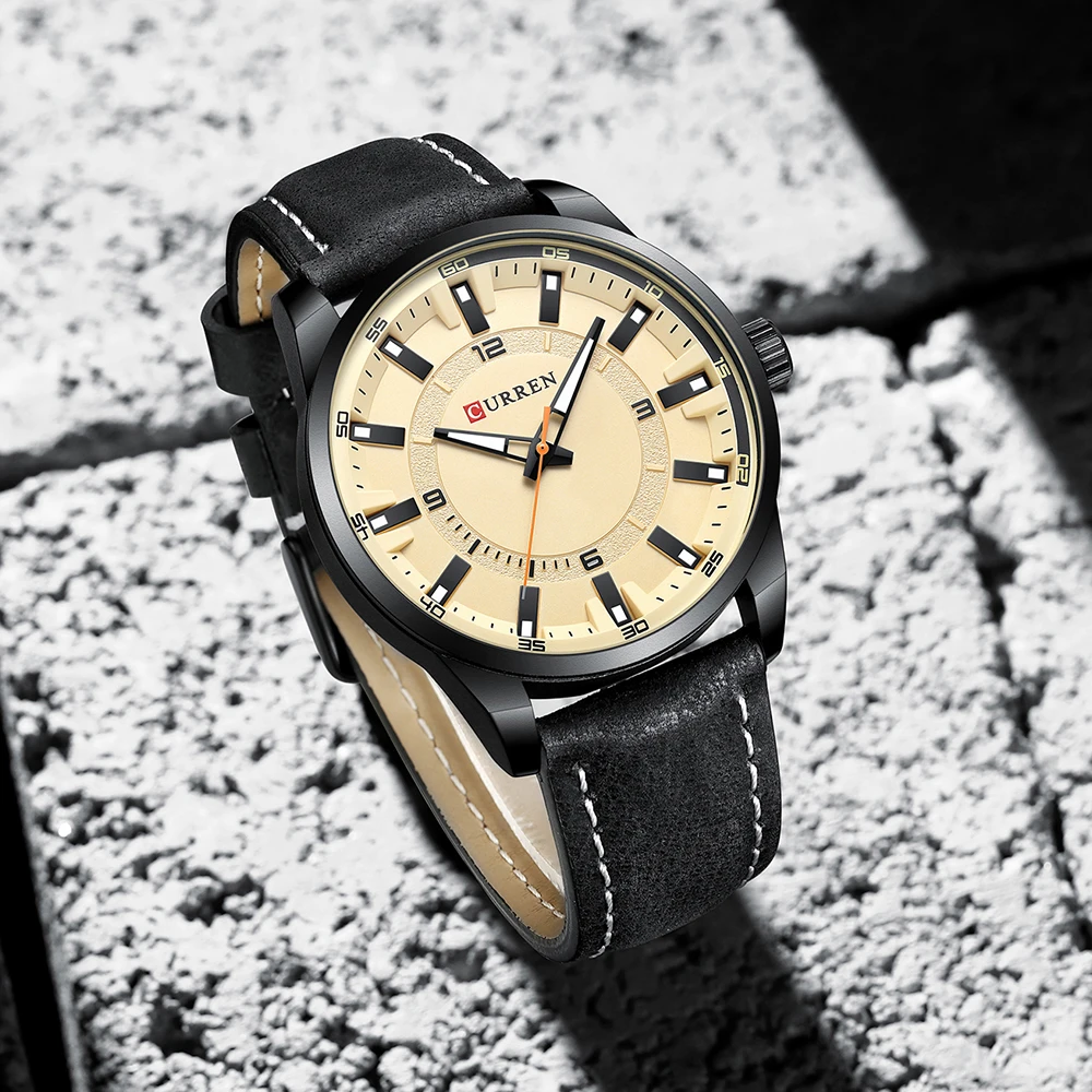 Часы наручные CURREN мужские с кожаным ремешком модные спортивные Роскошные