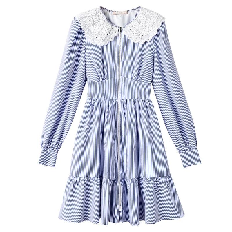 

Fashion Women's Dresses Spring 2021 New Women's French Skirts Waist Waist Thin Striped Shirt Dress