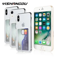 yishangou credit card holder transparent case for iphone 11 12 13 pro max 7 8 soft tpu cover for iphone 6 6s plus x xr xs max