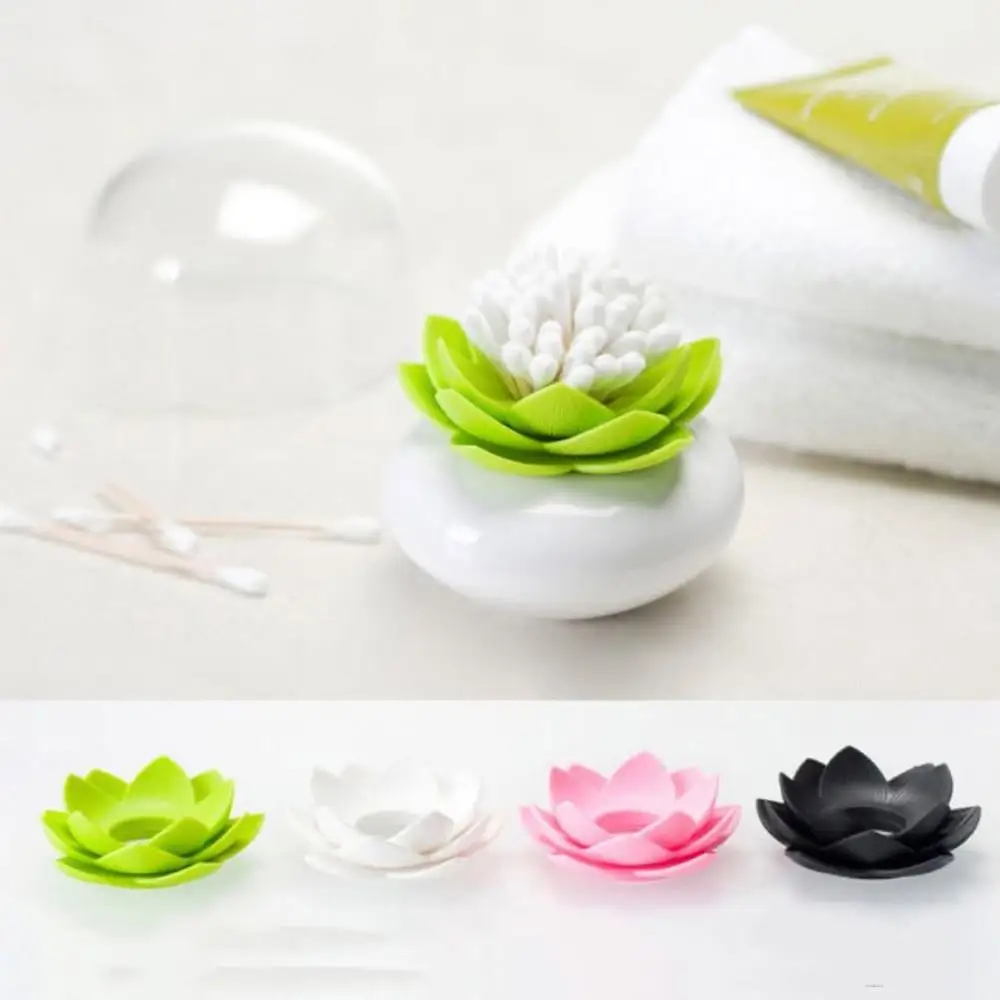 

Creative Lotus Shape Swabs Box Toothpick Case Portable Organizer Storage Cotton Barrel Container Stick Holder Table Decoration