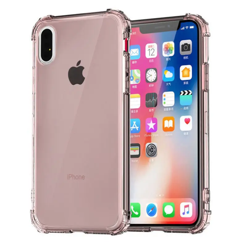 Rose Сверхмощный защитный чехол для iPhone 11 X XS Max Four Corner усиленный силиконовый прозрачный чехол для iPhone XS XR 6 6S 7 8 Plus - Цвет: Rose