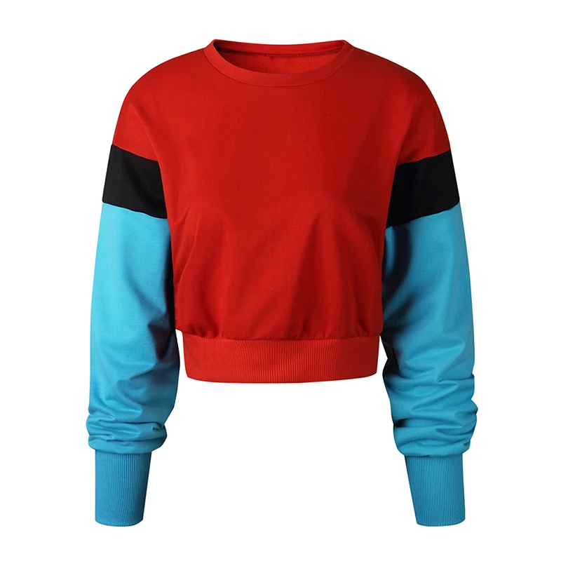 

Fashion Women Spring Autumn Cute Orange Hoodies Long Sleeve Loose Crop Top Sweatshirt Casual Patchwork Cloth