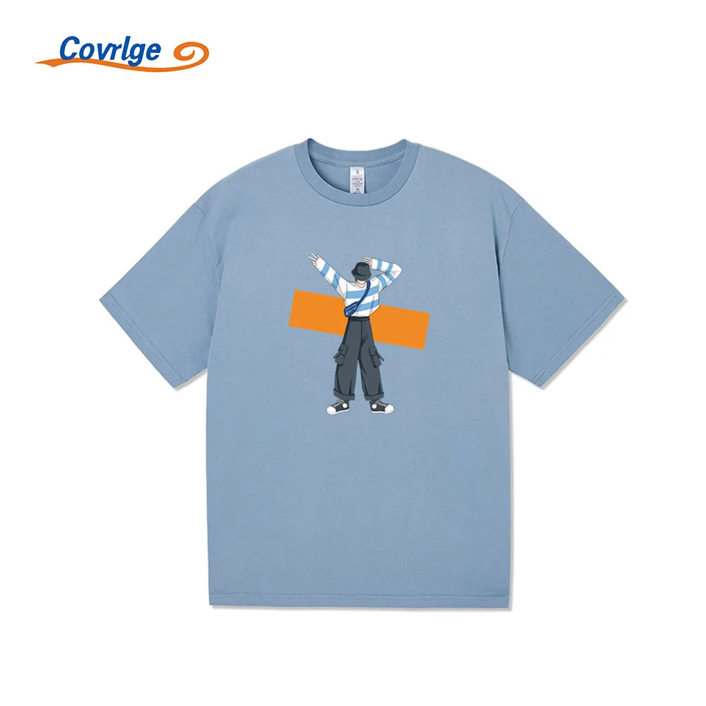 

Covrlge New Men's T-shirt Hot Daily Fashion Hip Hop Graffiti Print Round Neck Loose Comfortable Trendy Cotton Clothing MTS694