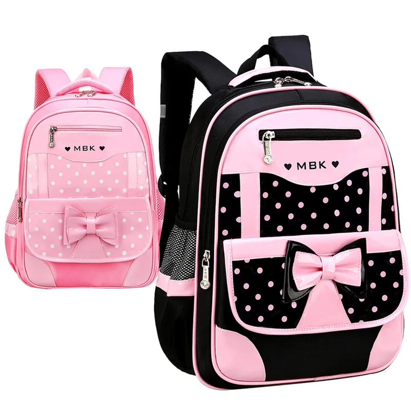 

's School Bag Set for Girl Fashion Dot Cute Bow School Backpack 6-12 Year Old Child Starting School The Best Gift for Girl Nylon