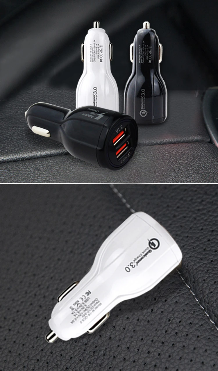 Автомобильное зарядное устройство, двойной USB, быстрая зарядка 3,0 для автомобильного телефона, адаптер для быстрой зарядки, Мини Автомобильное зарядное устройство, адаптер для прикуривателя