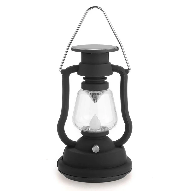 

New Solar Power Lantern Antique Light Lamp 7 LED Garden Light Lamp Black