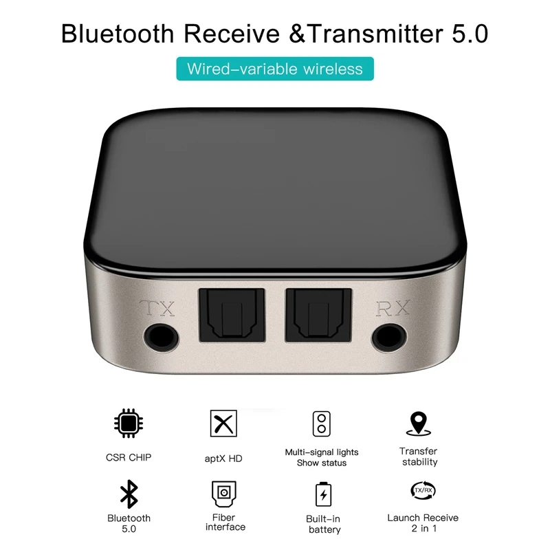 

Bluetooth 5.0 Transmitter Receiver 2-In-1 Fiber Optic Bluetooth Csr 8670 with Aptx for TV Home Hifi Stereo System